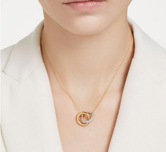 Gold Interlocking Infinity Ring Pendant Necklace