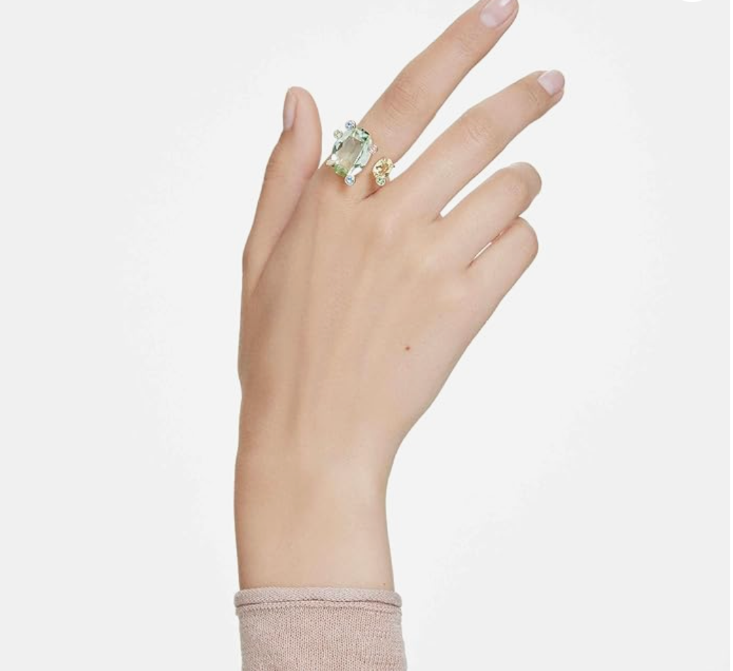 Gold Pastel Multi-Gemstone Cluster Open Cocktail Ring