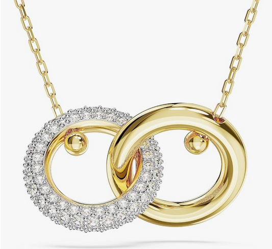 Gold Interlocking Infinity Ring Pendant Necklace