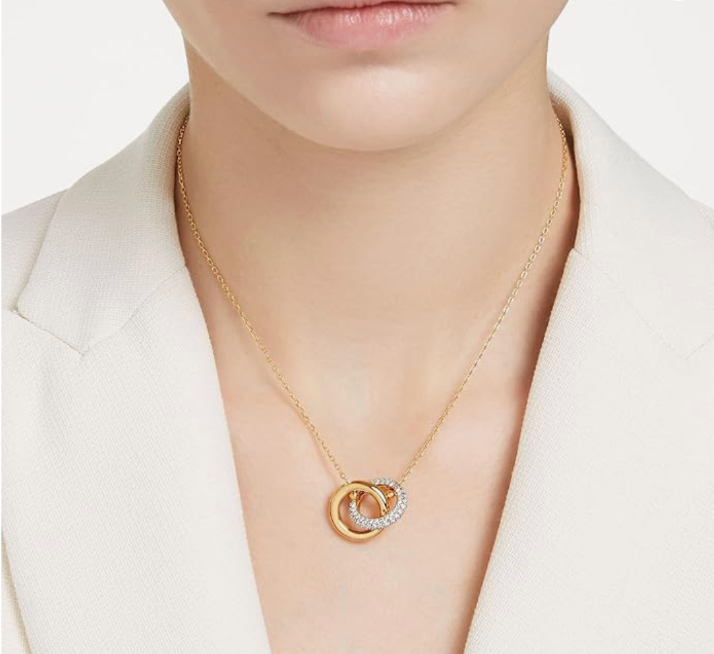 Gold Interlocking Infinity Ring Pendant Necklace