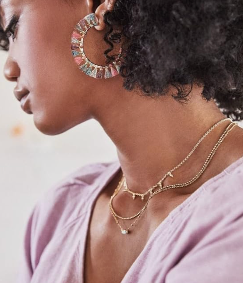 Silver Delicate Two-Strand Pavé Bar and Bezel Drop Layered Necklace