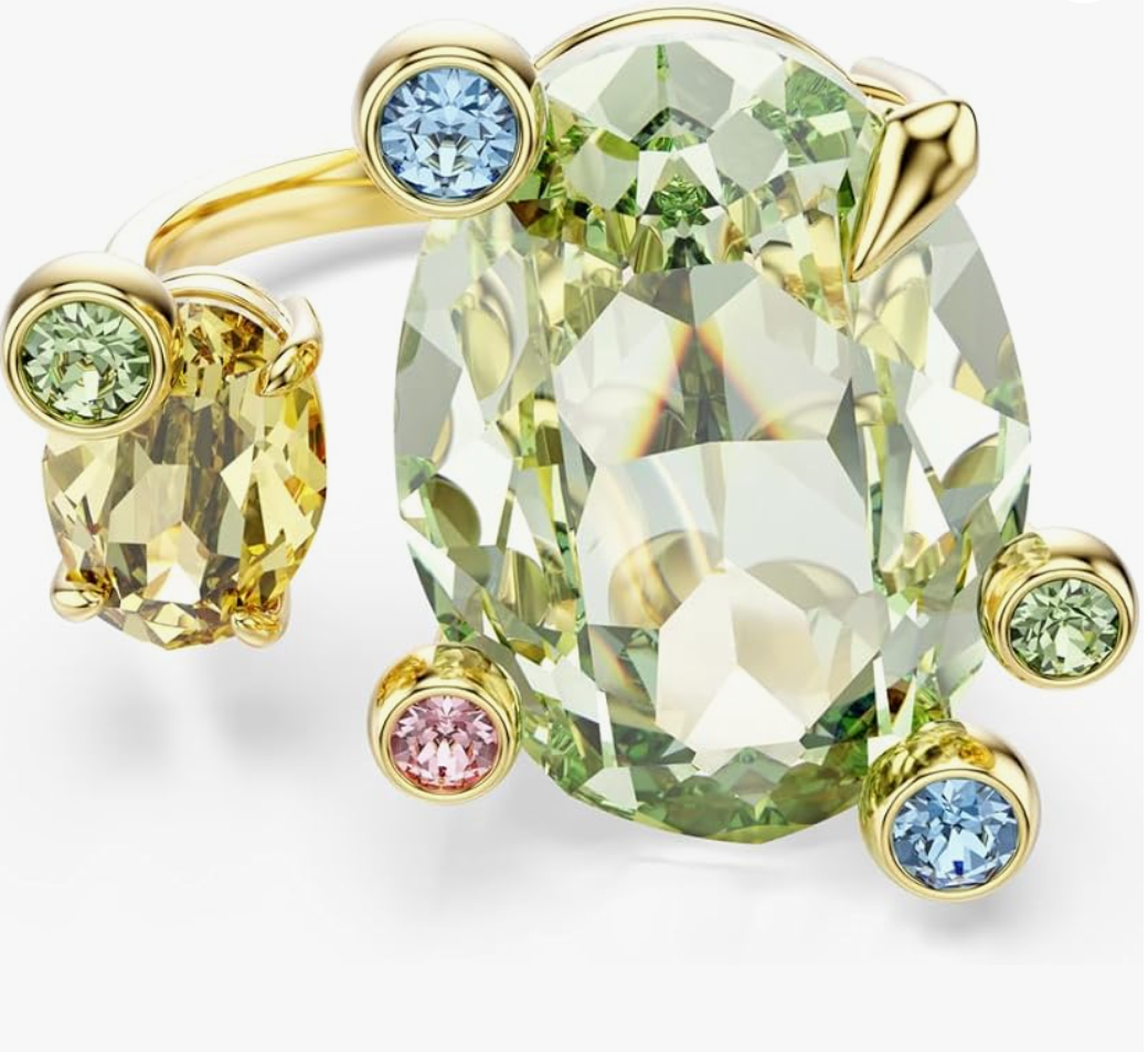 Gold Pastel Multi-Gemstone Cluster Open Cocktail Ring