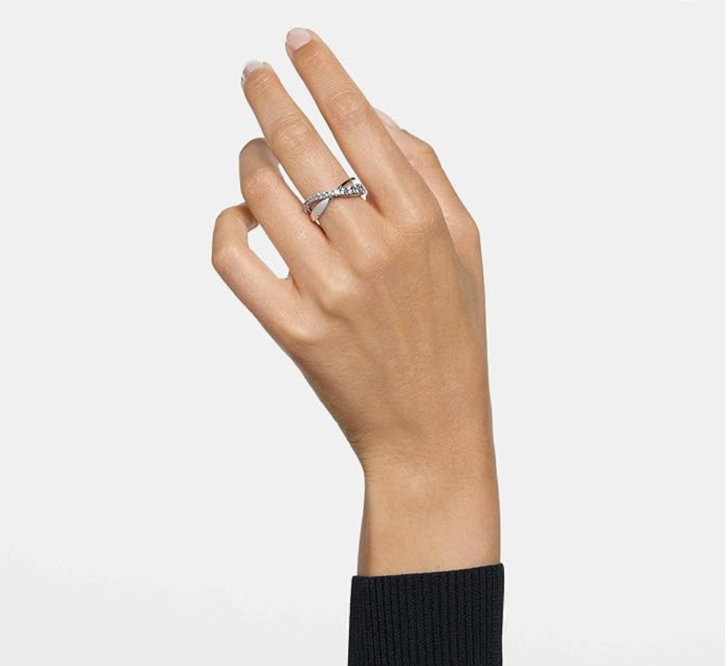 Silver Multi-Layered Criss-Cross Wave Pavé Band Ring