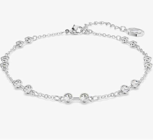 Silver Bezel-Set Clear Crystal Station Chain Bracelet