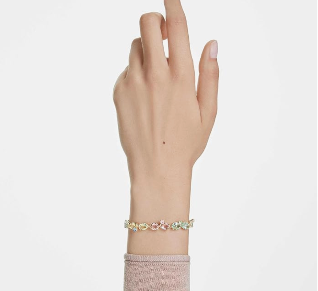 Gold Pastel Multi-Gemstone Cluster Oval Link Bracelet